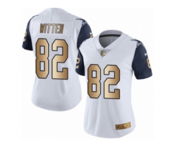 Women's Nike Dallas Cowboys #82 Jason Witten Limited White Gold Rush NFL Jersey