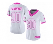Women's Nike Dallas Cowboys #90 Demarcus Lawrence Limited White Pink Rush Fashion NFL Jersey Women's Nike Dallas Cowboys #90 Demarcus Lawrence Limited White Pink Rush Fashion NFL Jersey
