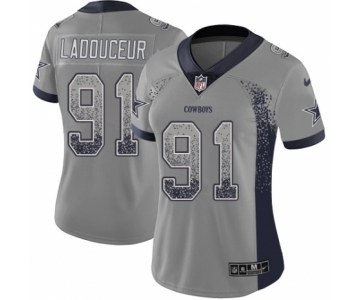 Women's Nike Dallas Cowboys #91 L. P. Ladouceur Limited Gray Rush Drift Fashion NFL Jersey