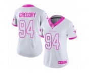 Women's Nike Dallas Cowboys #94 Randy Gregory Limited White Pink Rush Fashion NFL Jersey Women's Nike Dallas Cowboys #94 Randy Gregory Limited White Pink Rush Fashion NFL Jersey