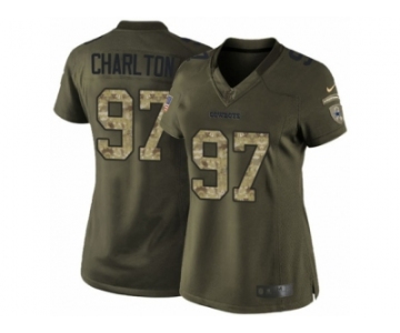 Women's Nike Dallas Cowboys #97 Taco Charlton Limited Green Salute to Service NFL Jersey