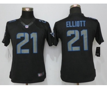 Womens Nike Dallas cowboys #21 Ezekiel Elliott Impact Limited Black Jerseys