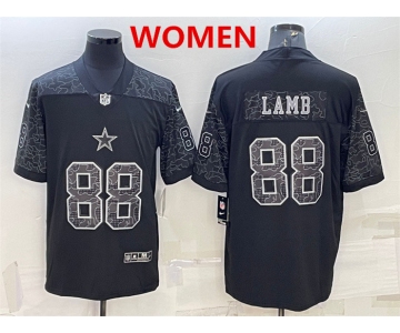 women's dallas cowboys #88 ceedee lamb black reflective limited stitched football jersey