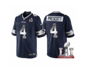 Youth Dallas Cowboys #4 Dak Prescott Navy Blue 2017 Super Bowl 51 Patch Steel Silver Limited Jersey Youth Dallas Cowboys #4 Dak Prescott Navy Blue 2017 Super Bowl 51 Patch Steel Silver Limited Jersey
