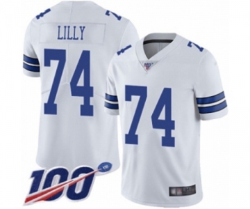 Youth Dallas Cowboys #74 Bob Lilly White Vapor Untouchable Limited Player 100th Season Football Jersey