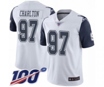 Youth Dallas Cowboys #97 Taco Charlton Limited White Rush Vapor Untouchable 100th Season Football Jersey
