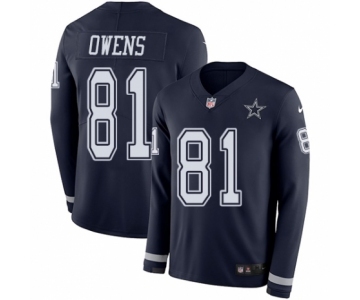 Youth Nike Dallas Cowboys #81 Terrell Owens Limited Navy Blue Therma Long Sleeve NFL Jersey