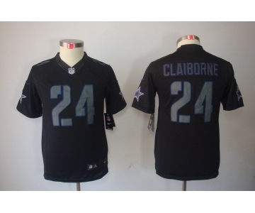 nike youth nfl jerseys dallas cowboys #24 claiborne black[nike impact limited]