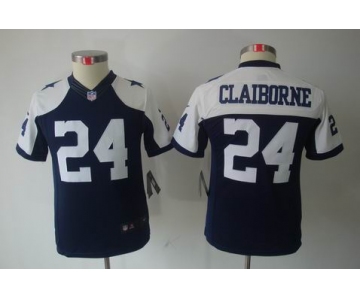 nike youth nfl jerseys dallas cowboys #24 claiborne blue[nike limited throwback]