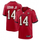 Men's Tampa Bay Buccaneers Chris #14  Godwin jr Red 2025 50th Anniversary Patch Game Football Jersey