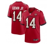 Men's Tampa Bay Buccaneers Chris #14  Godwin jr Red 2025 50th Anniversary Patch Game Football Jersey