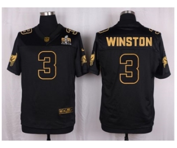 Nike Tampa Bay Buccaneers #3 Jameis Winston Black Pro Line Gold Collection Jersey[Elite]