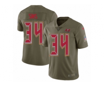 Men Nike Tampa Bay Buccaneers #34 Charles Sims Limited Olive 2017 Salute to Service NFL Jersey