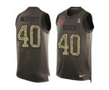 Men's Nike Tampa Bay Buccaneers #40 Mike Alstott Limited Green Salute to Service Tank Top NFL Jersey