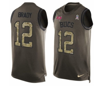 Men's Tampa Bay Buccaneers #12 Tom Brady Green Limited Salute To Service Tank Top Jersey