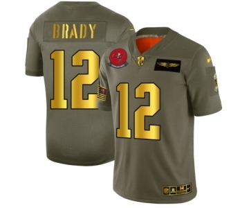 Men's Tampa Bay Buccaneers #12 Tom Brady Limited Olive Gold 2019 Salute to Service Football Jersey