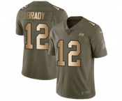 Men's Tampa Bay Buccaneers #12 Tom Brady Olive Gold Limited 2017 Salute To Service Jersey