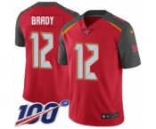 Men's Tampa Bay Buccaneers #12 Tom Brady Red Team Color Vapor Untouchable Limited Player 100th Season Football Jersey