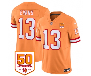 Men's Tampa Bay Buccaneers #13 Mike Evans Orange 2025 F.U.S.E. 50th Anniversary Patch Vapor Untouchable Limited Football Stitched Jersey