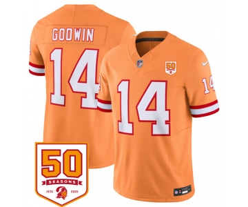 Men's Tampa Bay Buccaneers #14 Chris Godwin Orange 2025 F.U.S.E. 50th Anniversary Patch Vapor Untouchable Limited Football Stitched Jersey