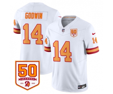 Men's Tampa Bay Buccaneers #14 Chris Godwin White 2025 F.U.S.E. 50th Anniversary Patch Vapor Limited Football Stitched Jersey