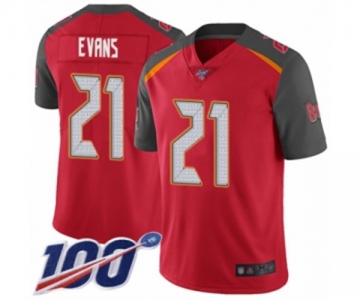 Men's Tampa Bay Buccaneers #21 Justin Evans Red Team Color Vapor Untouchable Limited Player 100th Season Football Jersey