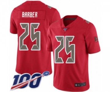 Men's Tampa Bay Buccaneers #25 Peyton Barber Limited Red Rush Vapor Untouchable 100th Season Football Jersey