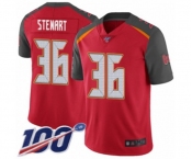 Men's Tampa Bay Buccaneers #36 M.J. Stewart Red Team Color Vapor Untouchable Limited Player 100th Season Football Jersey Men's Tampa Bay Buccaneers #36 M.J. Stewart Red Team Color Vapor Untouchable Limited Player 100th Season Football Jersey