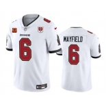 Men's Tampa Bay Buccaneers #6 Baker Mayfield White 2025 50th Anniversary Patch And 4-Star C Patch Vapor Untouchable Limited Football Stitched Jersey