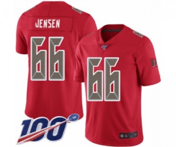 Men's Tampa Bay Buccaneers #66 Ryan Jensen Limited Red Rush Vapor Untouchable 100th Season Football Jersey