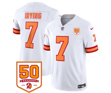 Men's Tampa Bay Buccaneers #7 Bucky Irving White 2025 F.U.S.E. 50th Anniversary Patch Vapor Untouchable Limited Football Stitched Jersey