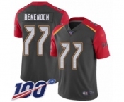 Men's Tampa Bay Buccaneers #77 Caleb Benenoch Limited Gray Inverted Legend 100th Season Football Jersey Men's Tampa Bay Buccaneers #77 Caleb Benenoch Limited Gray Inverted Legend 100th Season Football Jersey