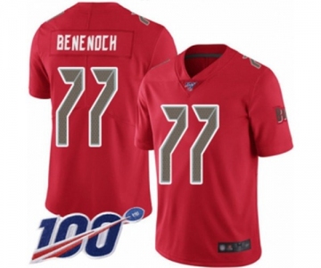 Men's Tampa Bay Buccaneers #77 Caleb Benenoch Limited Red Rush Vapor Untouchable 100th Season Football Jersey