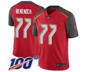 Men's Tampa Bay Buccaneers #77 Caleb Benenoch Red Team Color Vapor Untouchable Limited Player 100th Season Football Jersey Men's Tampa Bay Buccaneers #77 Caleb Benenoch Red Team Color Vapor Untouchable Limited Player 100th Season Football Jersey