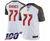 Men's Tampa Bay Buccaneers #77 Caleb Benenoch White Vapor Untouchable Limited Player 100th Season Football Jersey Men's Tampa Bay Buccaneers #77 Caleb Benenoch White Vapor Untouchable Limited Player 100th Season Football Jersey