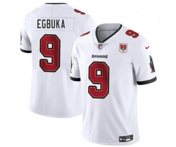 Men's Tampa Bay Buccaneers #9 Emeka Egbuka White 2025 Draft 50th Anniversary Patch Vapor Untouchable Limited Football Stitched Jersey