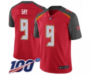 Men's Tampa Bay Buccaneers #9 Matt Gay Red Team Color Vapor Untouchable Limited Player 100th Season Football Jersey