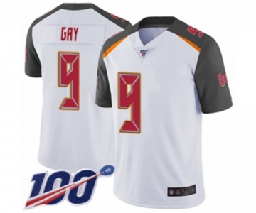 Men's Tampa Bay Buccaneers #9 Matt Gay White Vapor Untouchable Limited Player 100th Season Football Jersey