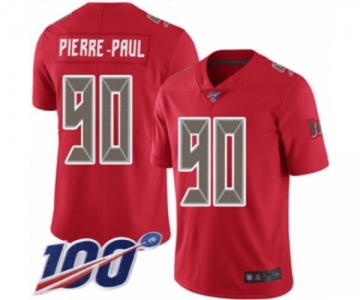Men's Tampa Bay Buccaneers #90 Jason Pierre-Paul Limited Red Rush Vapor Untouchable 100th Season Football Jersey