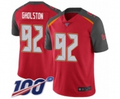 Men's Tampa Bay Buccaneers #92 William Gholston Red Team Color Vapor Untouchable Limited Player 100th Season Football Jersey Men's Tampa Bay Buccaneers #92 William Gholston Red Team Color Vapor Untouchable Limited Player 100th Season Football Jersey