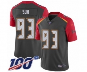 Men's Tampa Bay Buccaneers #93 Ndamukong Suh Limited Gray Inverted Legend 100th Season Football Jersey Men's Tampa Bay Buccaneers #93 Ndamukong Suh Limited Gray Inverted Legend 100th Season Football Jersey