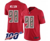 Men's Tampa Bay Buccaneers #98 Anthony Nelson Limited Red Rush Vapor Untouchable 100th Season Football Jersey