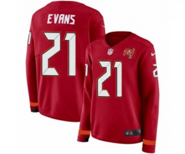 Women Nike Tampa Bay Buccaneers #21 Justin Evans Limited Red Therma Long Sleeve NFL Jersey