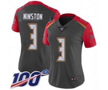 Women's Tampa Bay Buccaneers #3 Jameis Winston Limited Gray Inverted Legend 100th Season Football Jersey