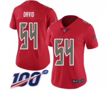 Women's Tampa Bay Buccaneers #54 Lavonte David Limited Red Rush Vapor Untouchable 100th Season Football Jersey