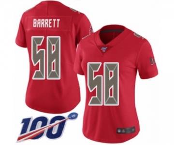 Women's Tampa Bay Buccaneers #58 Shaquil Barrett Limited Red Rush Vapor Untouchable 100th Season Football Jersey