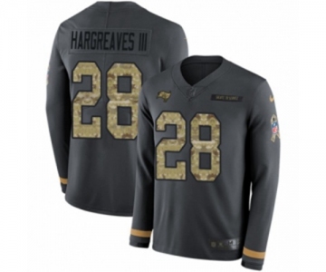 Youth Nike Tampa Bay Buccaneers #28 Vernon Hargreaves III Limited Black Salute to Service Therma Long Sleeve NFL Jersey