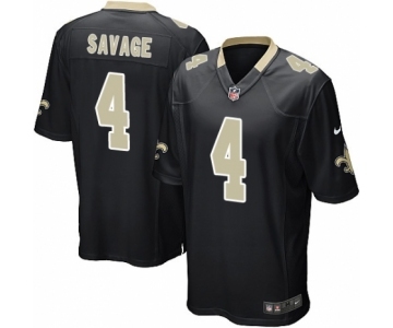 Men's Nike New Orleans Saints #4 Tom Savage Game Black Team Color NFL Jersey