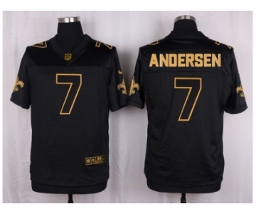Nike New Orleans Saints #7 Morten Andersen Black Pro Line Gold Collection Jersey[Elite]