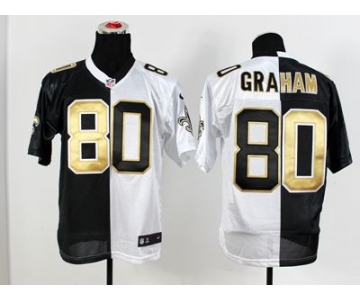nike nfl jerseys new orleans saints #80 graham white-black[Elite split]